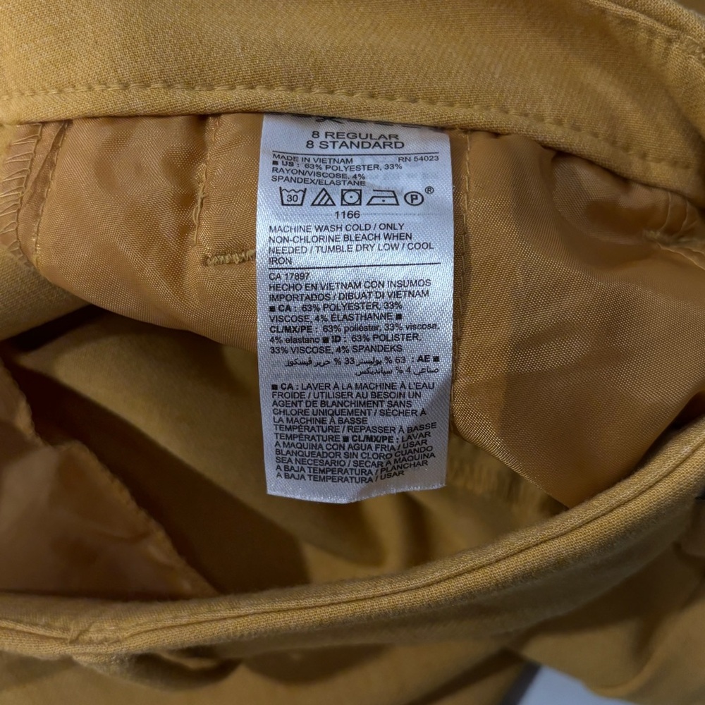 Old Navy Harper Mid-Rise Crop Pants 8 Regular Mustard Yellow Slim Work Office - Picture 9 of 13